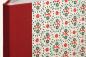 Preview: Hard cover notebook with green and red pattern, red linen spine